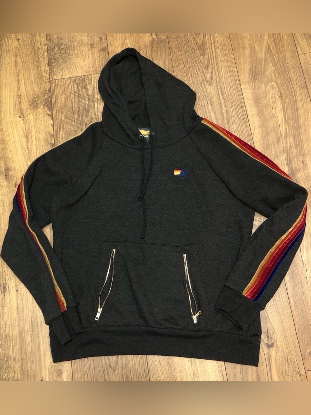 The Aviator Nation Classic Velvet Stripes Relaxed Pullover Hoodie
